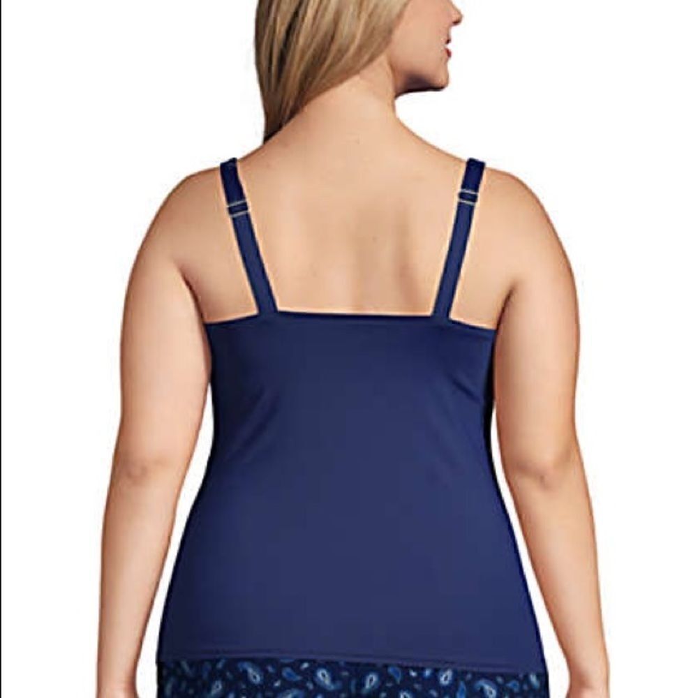 Land’s End Tankini tummy technology Square neck Tankini top underwire Navy Var - Picture 10 of 13